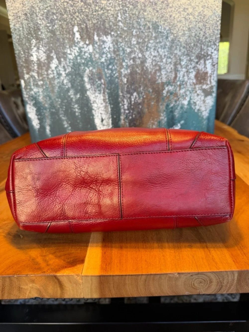 Wilson’s Leather office siren Y2K style red leather shoulder bag silver (GUC) - Picture 14 of 17